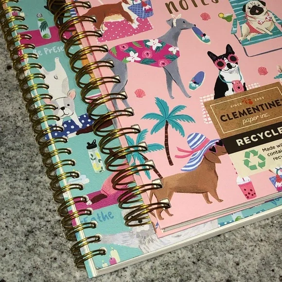 ✨NWT✨ Clementine Paper Spiral Notebook Journal Notebook Set of 2 Dog Print Theme - Picture 14 of 15